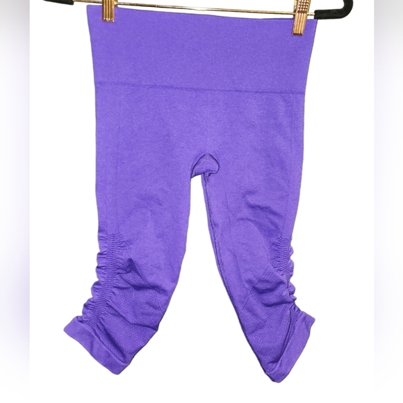 Lululemon Flow Crop ll Purple Heathered Legging Ruched Cinched Sides Seamless - Picture 7 of 14